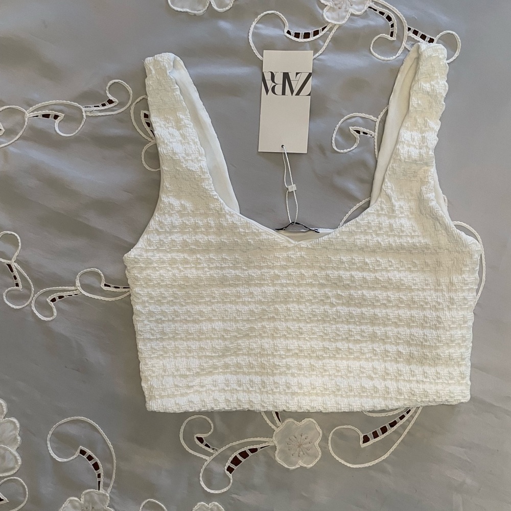 New Zara Textured Crop Top - Picture 5 of 13